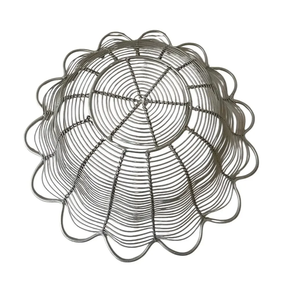 Late 20th Century Large 16” Industrial Style Grey Wire Centerpiece Basket
